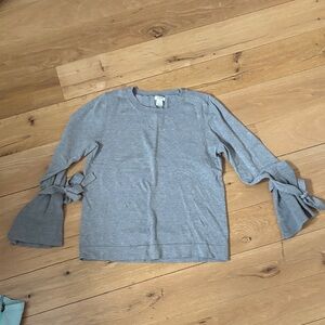 J. Crew Gray Sweater with Bow Sleeves